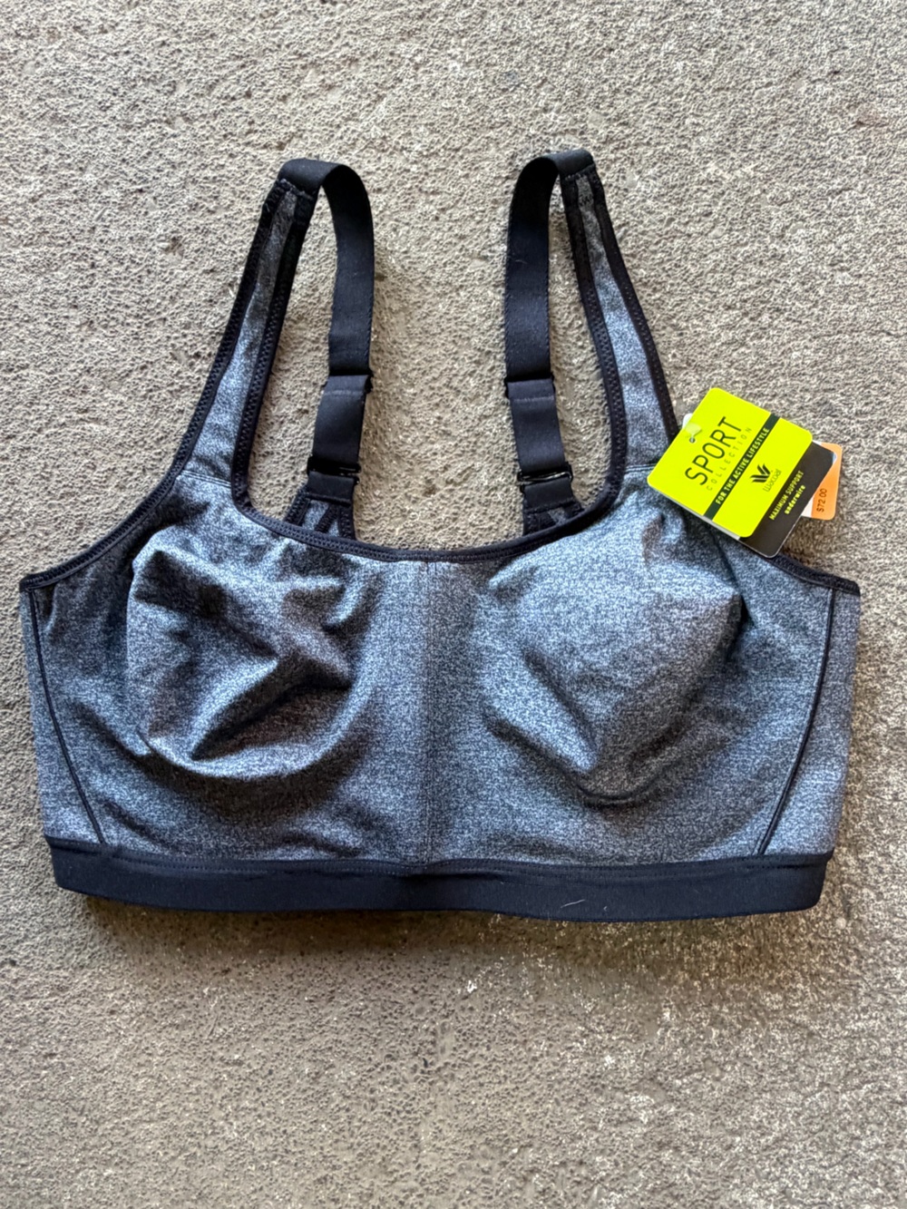NWT WACOAL Gray Wireless Sports Bra with Adjustable Straps Size 38DD